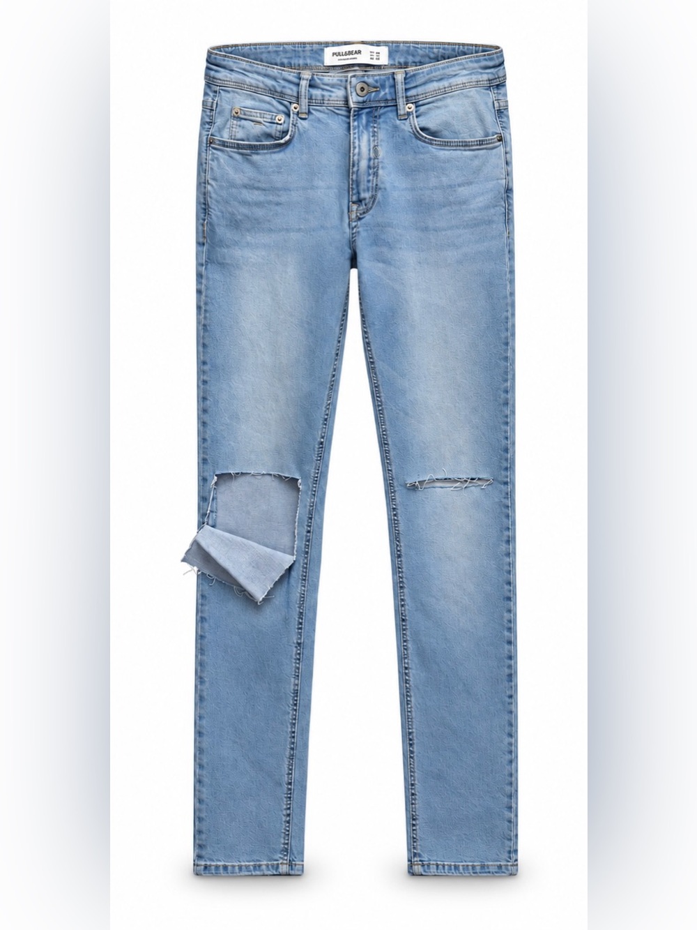 Pull&Bear Mens Super Skinny Jeans 30 Light Wash Ripped Knee Distressed NWT 31L